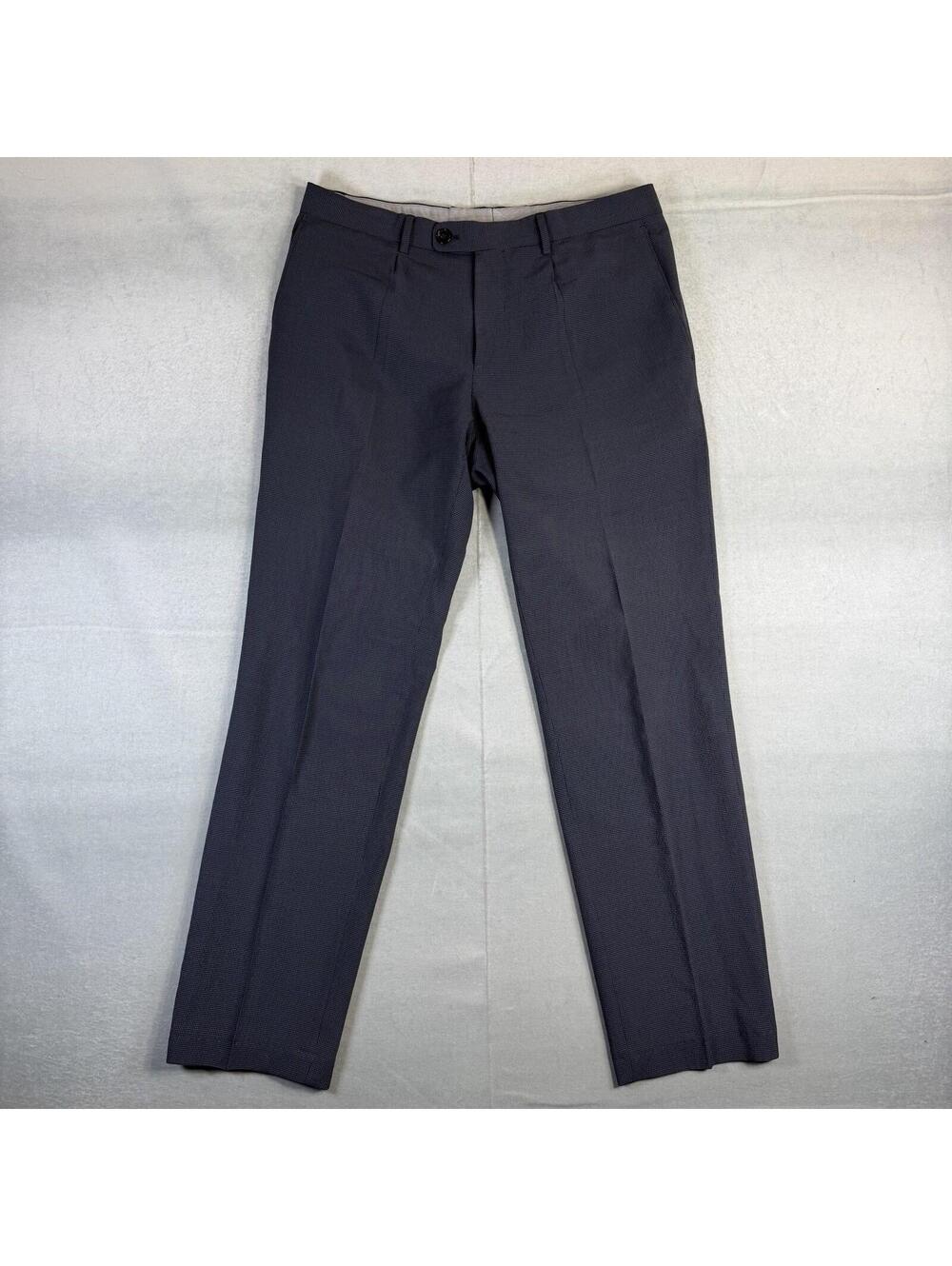 Hugo Boss Dress Pants Mens 34x30* Blue T-Gilroy Stretch Straight Leg Grid Check